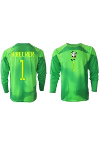 Fotbalové Dres Brazílie Alisson Becker #1 Brankářské Venkovní Oblečení MS 2022 Dlouhý Rukáv